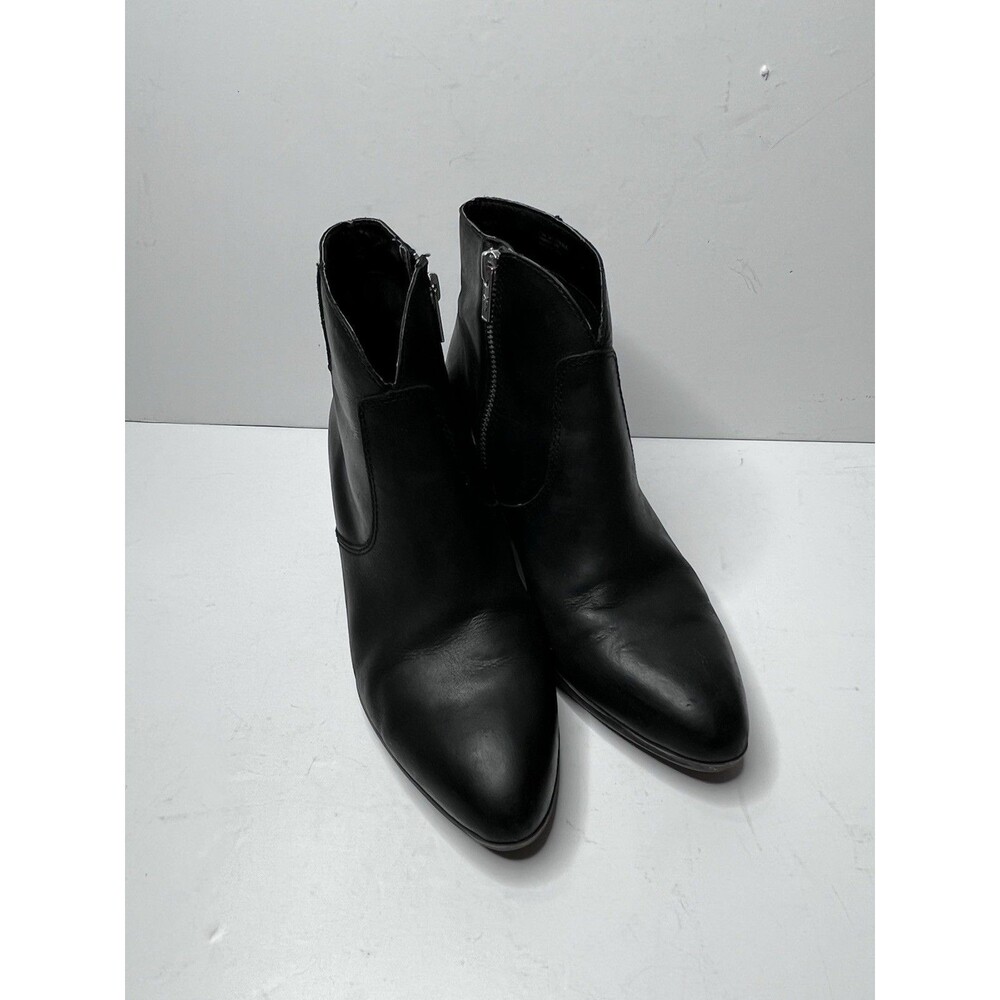 Frye Jennifer Black Leather Pointed Toe Side Zip Ankle Booties Women’s Size 7.5 - Picture 2 of 11